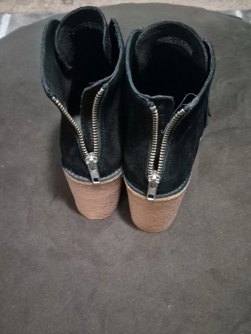 Black Suede Ankle Boots with Tassel Detail - Women